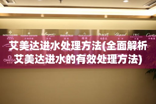 艾美達進水處理方法(全面解析艾美達進水的有效處理方法)